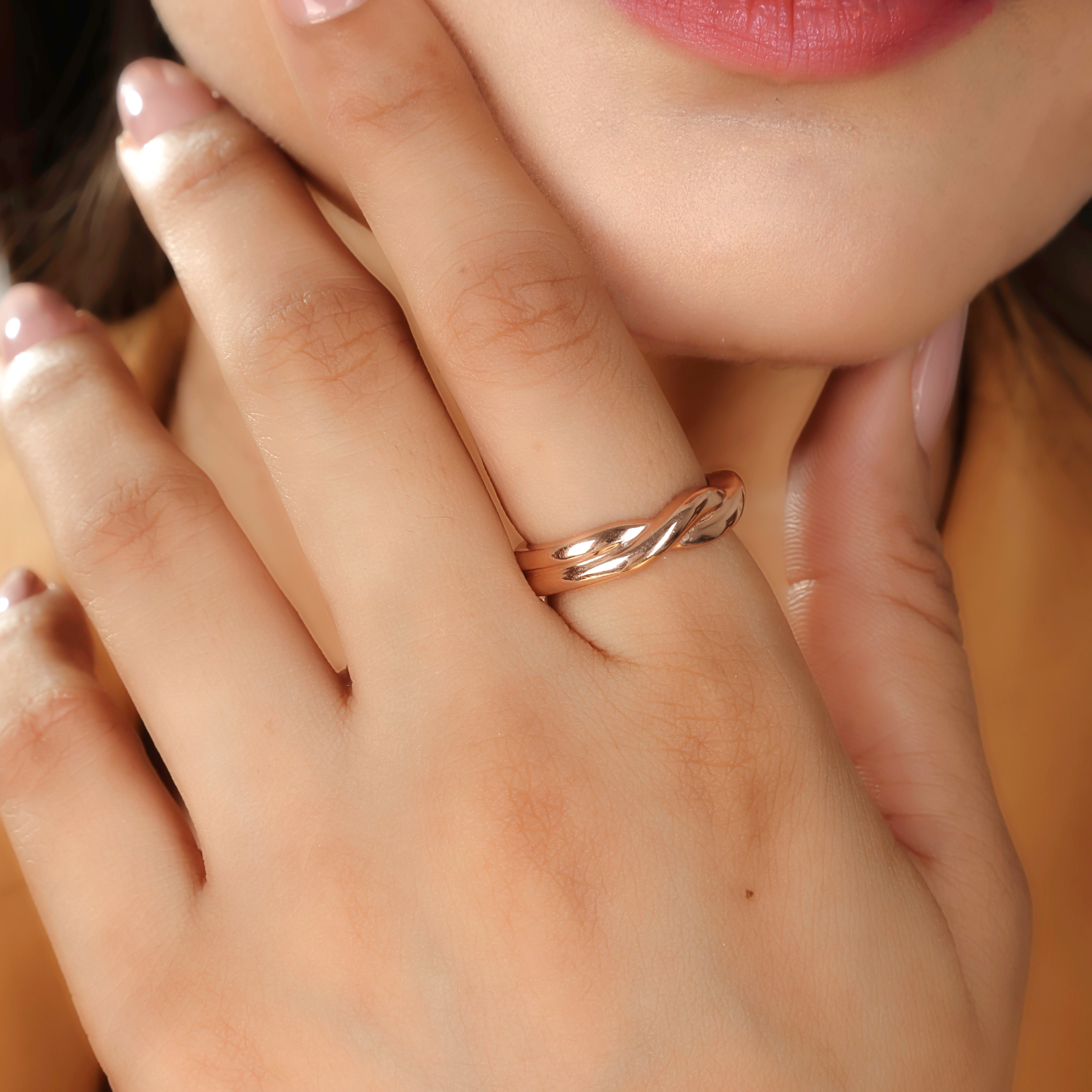 Crossover Love Knot Proposal Ring – Elegant Proposal & Casual Wear Jewelry | 925 Sterling Silver Rose Gold Plated